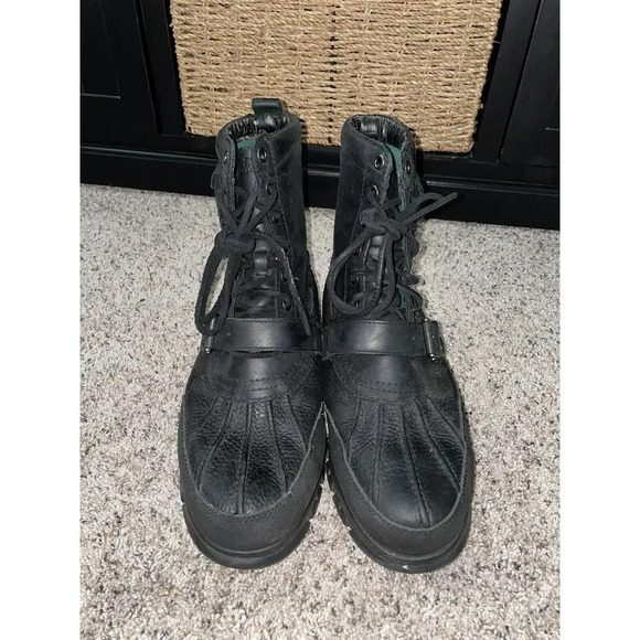 Polo Ralph Lauren RL Mens Andres III Boots Mens 10.5 D Black Leather Buckle RARE - Picture 9 of 11